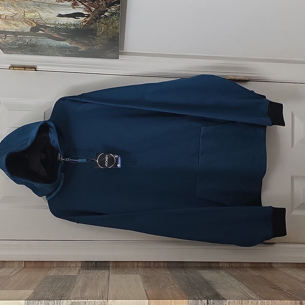 Jockey men's size XXL fleece lined water repellent quarter zip hoodie